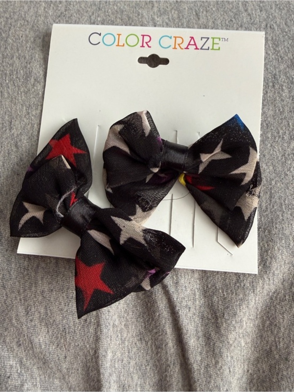 Color Craze Black Star Bow Hair Clips - Set of 2